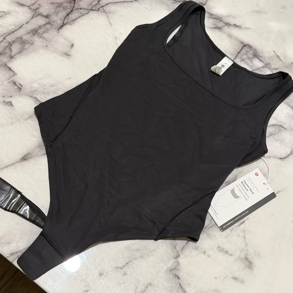Lululemon Wundermost Ultra-Soft Nulu Square-Neck Sleeveless Bodysuit Black M